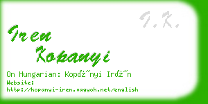 iren kopanyi business card